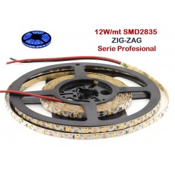 Tira LED 5 mts Flexible ZIG-ZAG 60W 300 Led SMD 2835 IP54 Azul Serie Profesional